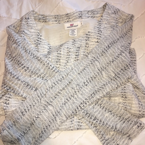 Vineyard Vines Fern Print Silk Top Size 4 - Picture 3 of 4